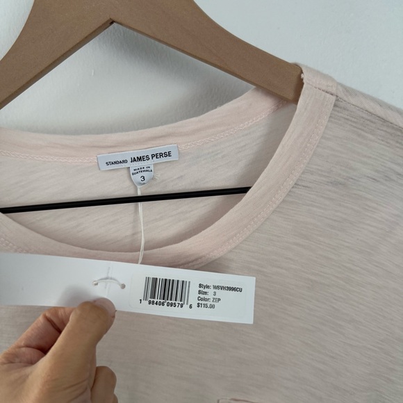 James‎ Perse 3 Large NEW Oversized Pocket Tee Lightweight Pale Pink Sheer Lounge - Picture 2 of 5